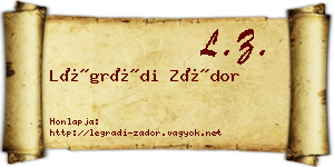 Légrádi Zádor névjegykártya